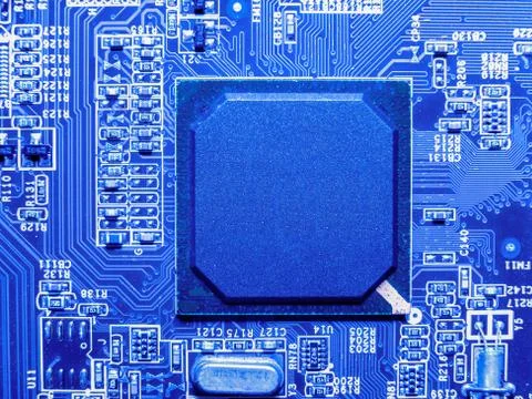 Close up of Electronic Circuits in Technology on  Mainboard Stockfoto's