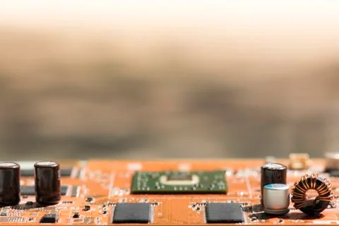 Close up of Electronic Circuits in Technology on  Mainboard Stock Photos