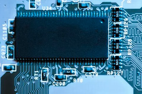 Close up of Electronic Circuits in Technology on  Mainboard Stock Photos