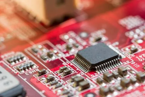 Close up of Electronic Circuits in Technology on  Mainboard Stock Photos