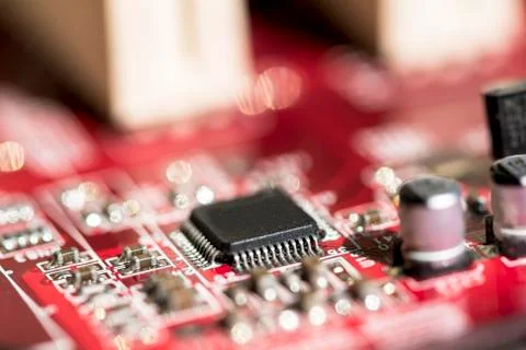 Close up of Electronic Circuits in Technology on  Mainboard Stock Photos