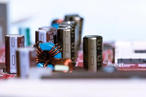 Close up of Electronic Circuits in Technology on  Mainboard Stock-Fotos