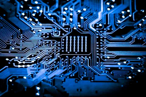 Close up of Electronic Circuits in Technology on  Mainboard Stock-Fotos