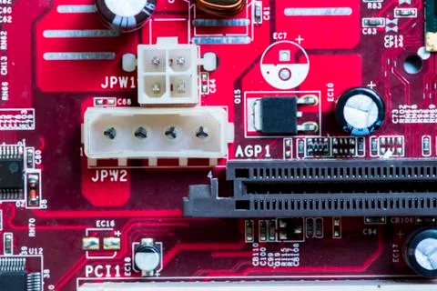 Close up of Electronic Circuits in Technology on  Mainboard 스톡 사진