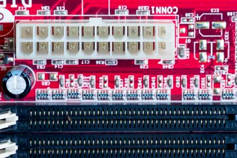 Close up of Electronic Circuits in Technology on  Mainboard 스톡 사진