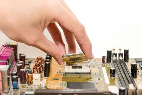 Close up of Electronic Circuits in Technology on  Mainboard Stock Photos