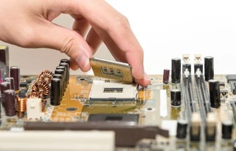 Close up of Electronic Circuits in Technology on  Mainboard 스톡 사진
