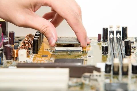 Close up of Electronic Circuits in Technology on  Mainboard Stock Photos