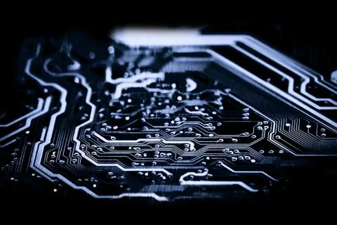 Close up of Electronic Circuits in Technology on  Mainboard Stockfoto's