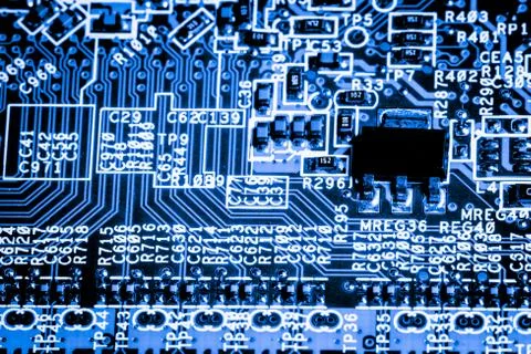 Close up of Electronic Circuits in Technology on  Mainboard Stock Photos