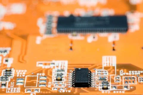 Close up of Electronic Circuits in Technology on  Mainboard 写真素材