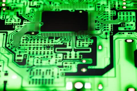 Close up of Electronic Circuits in Technology on  Mainboard 스톡 사진