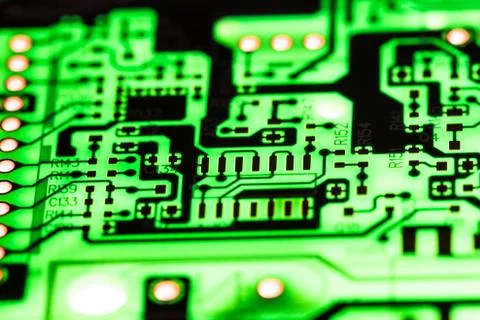 Close up of Electronic Circuits in Technology on  Mainboard 写真素材