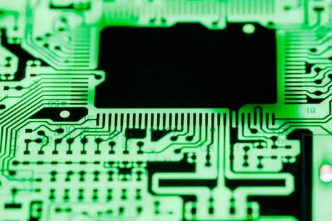 Close up of Electronic Circuits in Technology on  Mainboard Foto stock