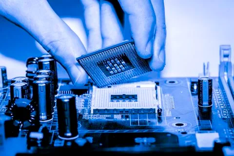 Close up of Electronic Circuits in Technology on  Mainboard Stock Photos