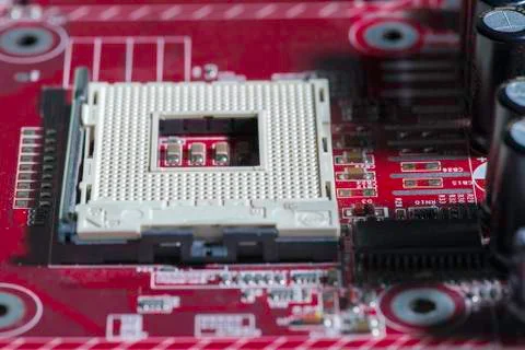 Close up of Electronic Circuits in Technology on  Mainboard Stockfoto's