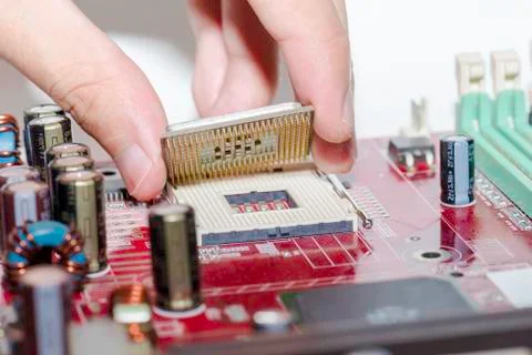 Close up of Electronic Circuits in Technology on  Mainboard Stock Photos