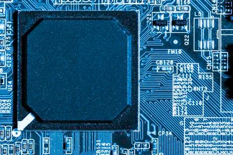 Close up of Electronic Circuits in Technology on  Mainboard 库存照片