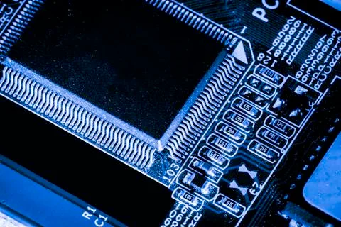 Close up of Electronic Circuits in Technology on  Mainboard Stock Photos
