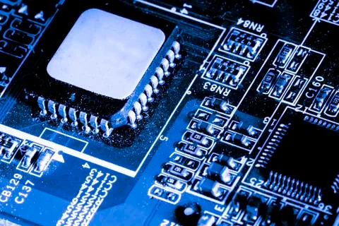 Close up of Electronic Circuits in Technology on  Mainboard Stock Photos