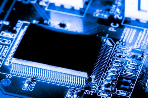Close up of Electronic Circuits in Technology on  Mainboard Stock Photos