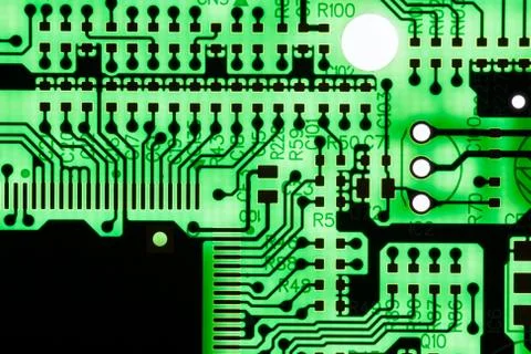 Close up of Electronic Circuits in Technology on  Mainboard 스톡 사진