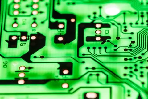 Close up of Electronic Circuits in Technology on  Mainboard Foto stock