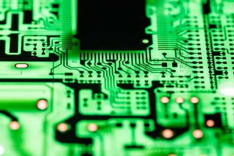 Close up of Electronic Circuits in Technology on  Mainboard Stockfoto's