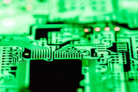 Close up of Electronic Circuits in Technology on  Mainboard Stockfoto's