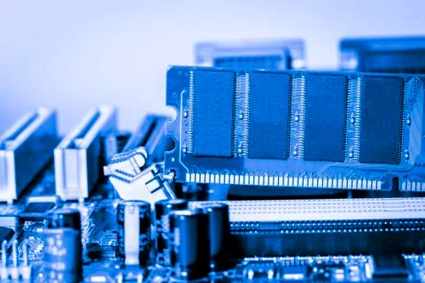 Close up of Electronic Circuits in Technology on  Mainboard Stockfoto's