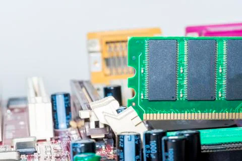 Close up of Electronic Circuits in Technology on  Mainboard Stock Photos