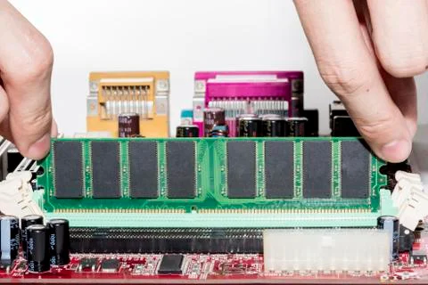 Close up of Electronic Circuits in Technology on  Mainboard 库存照片