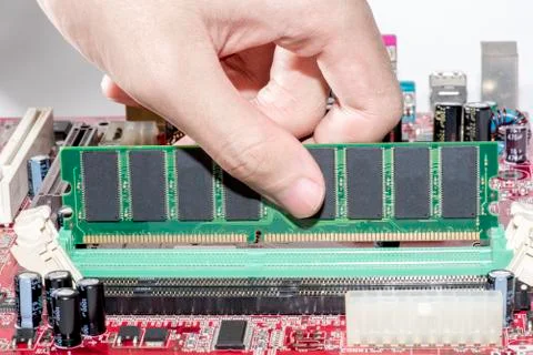 Close up of Electronic Circuits in Technology on  Mainboard Stockfoto's