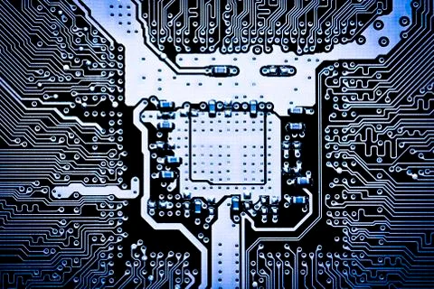 Close up of Electronic Circuits in Technology on  Mainboard Stock Photos