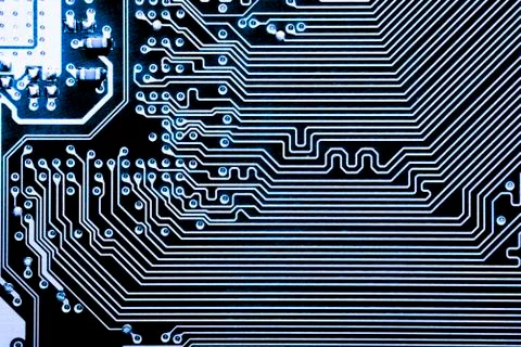 Close up of Electronic Circuits in Technology on  Mainboard 스톡 사진