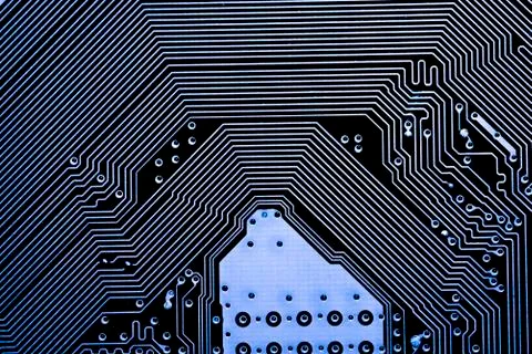 Close up of Electronic Circuits in Technology on  Mainboard 스톡 사진