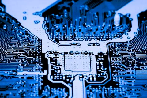 Close up of Electronic Circuits in Technology on  Mainboard Stock Photos