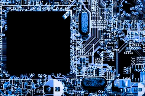 Close up of Electronic Circuits in Technology on  Mainboard 스톡 사진