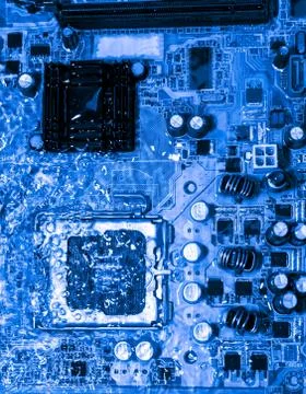 Close up of Electronic Circuits in Technology on  Mainboard 写真素材