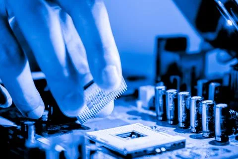 Close up of Electronic Circuits in Technology on  Mainboard Stock-Fotos