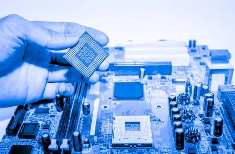 Close up of Electronic Circuits in Technology on  Mainboard Фото