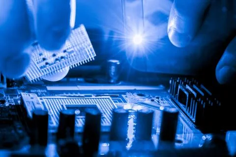 Close up of Electronic Circuits in Technology on  Mainboard Stock Photos