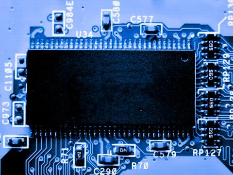 Close up of Electronic Circuits in Technology on  Mainboard Stockfoto's