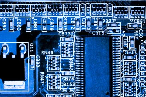 Close up of Electronic Circuits in Technology on  Mainboard Photos