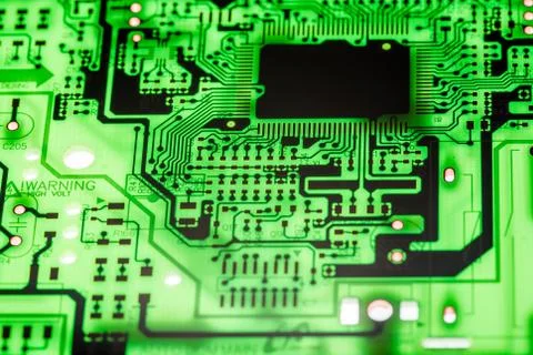Close up of Electronic Circuits in Technology on  Mainboard Foto stock