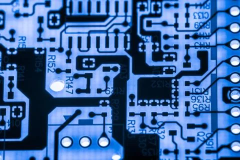 Close up of Electronic Circuits in Technology on  Mainboard Stock Photos
