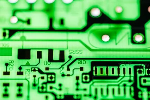 Close up of Electronic Circuits in Technology on  Mainboard 스톡 사진