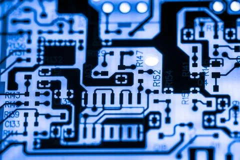 Close up of Electronic Circuits in Technology on  Mainboard Stockfoto's