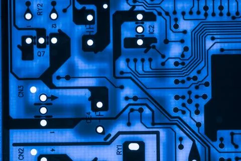 Close up of Electronic Circuits in Technology on  Mainboard 库存照片