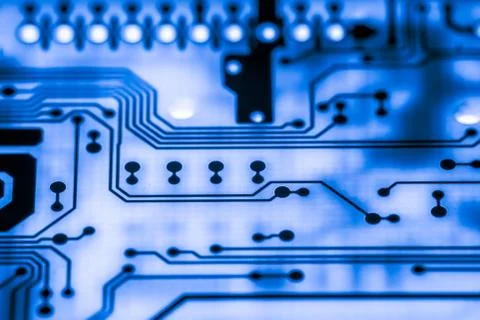 Close up of Electronic Circuits in Technology on  Mainboard 스톡 사진